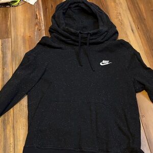 Nike Women's Black Speckled Cowl Neck Hoodie